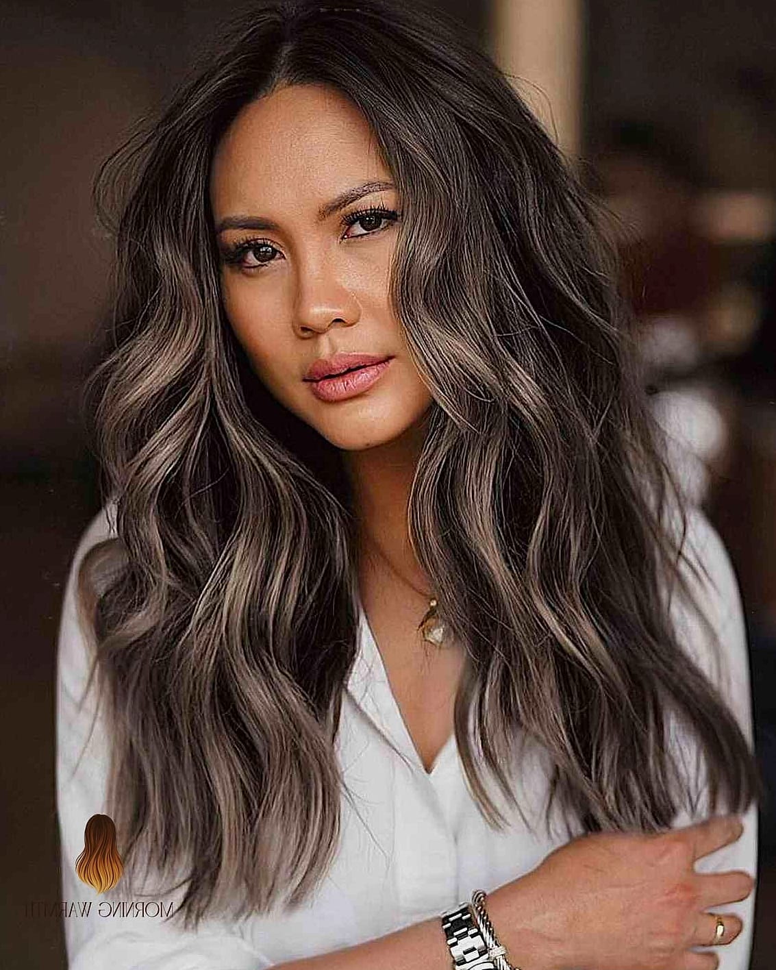 22 Black Hair Balayage Ideas Worth Bookmarking Right Now 23 The Ash Blonde Wavy Bob with Shadow Root