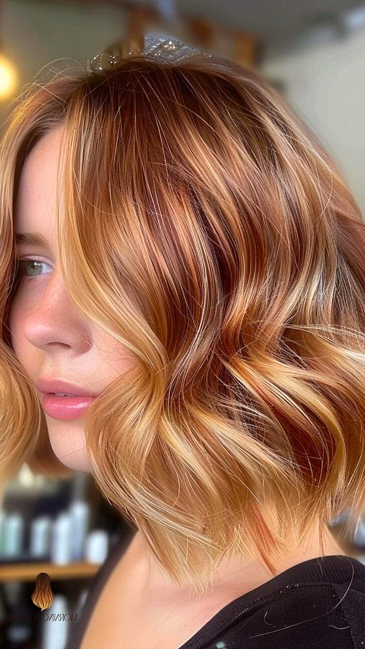 25 Balayage Haare Blond Ideas That Are Going Viral on Pinterest Right Now 20 Auburn Bob with Voluminous S-Curls
