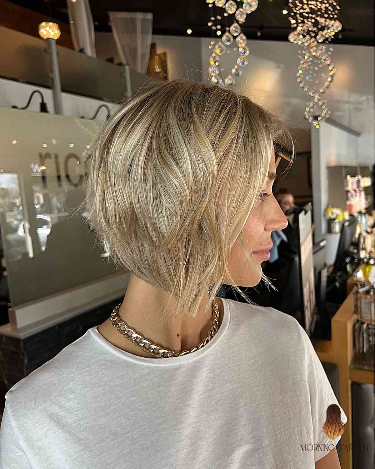 20 Blonde Hair Color Ideas Ideas That Will Make You Book Your Appointment Immediately 8 Beige Blonde A-line Bob with Wispy Layers