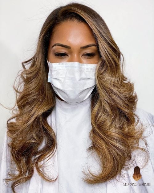 Black Hair with Bronde Balayage