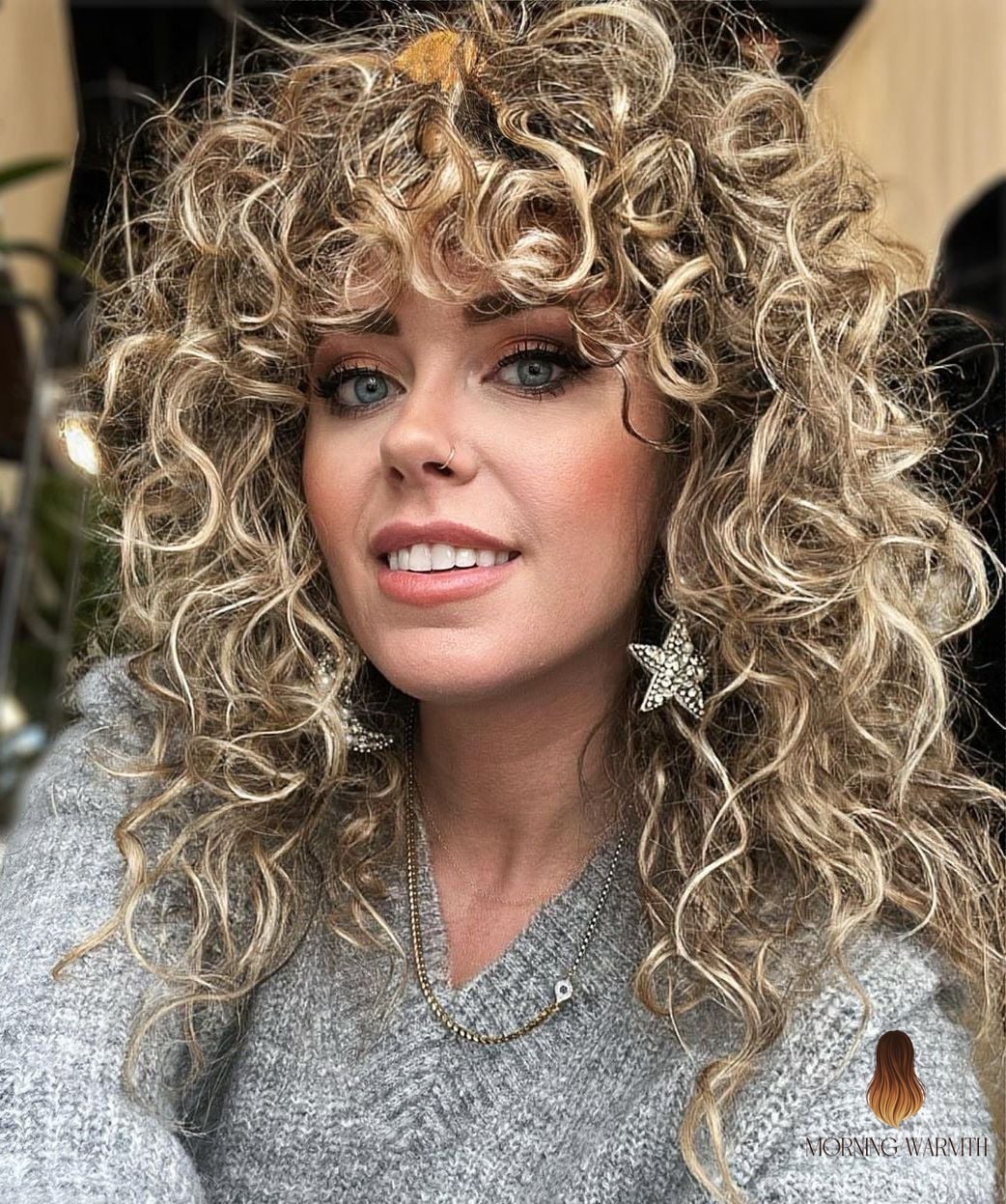 Blonde Curly Shag with Dark Roots
