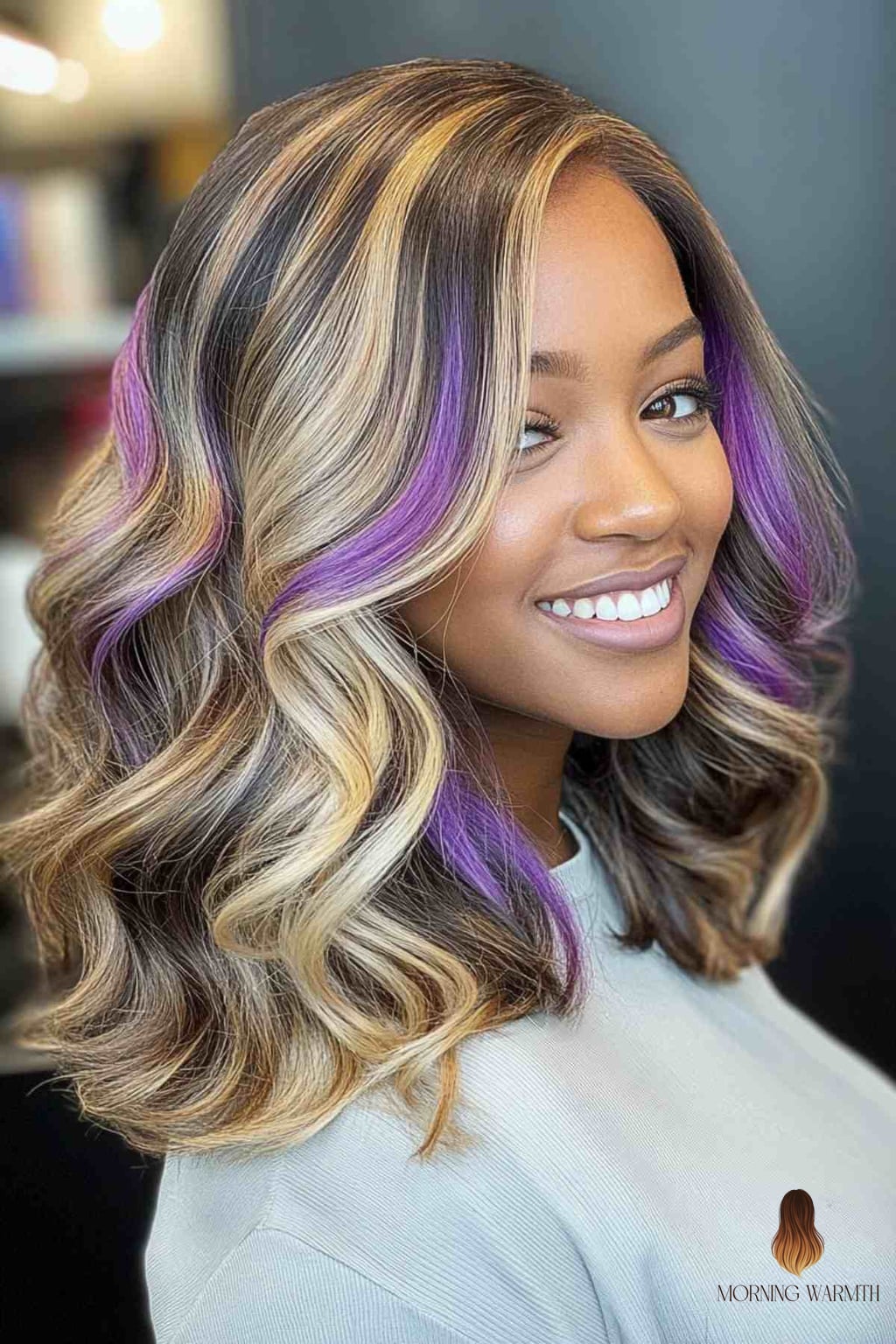 Blonde Hair with Violet Highlights