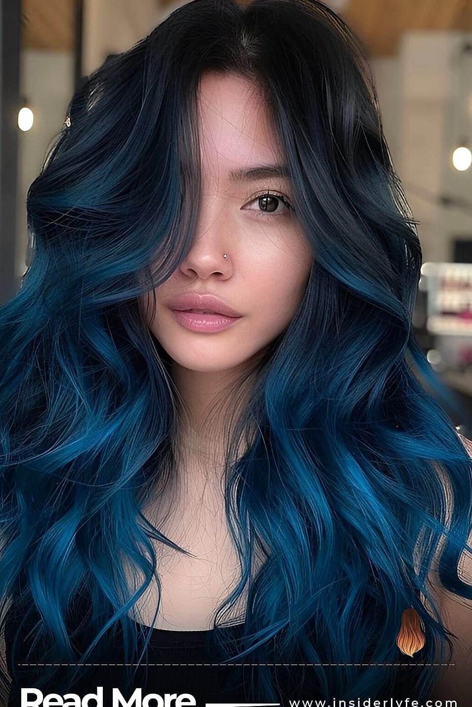 28 Balayage Blonde Looks You'll Want to Screenshot Immediately 28 Blue-Black Layers with Feathered Face Framing