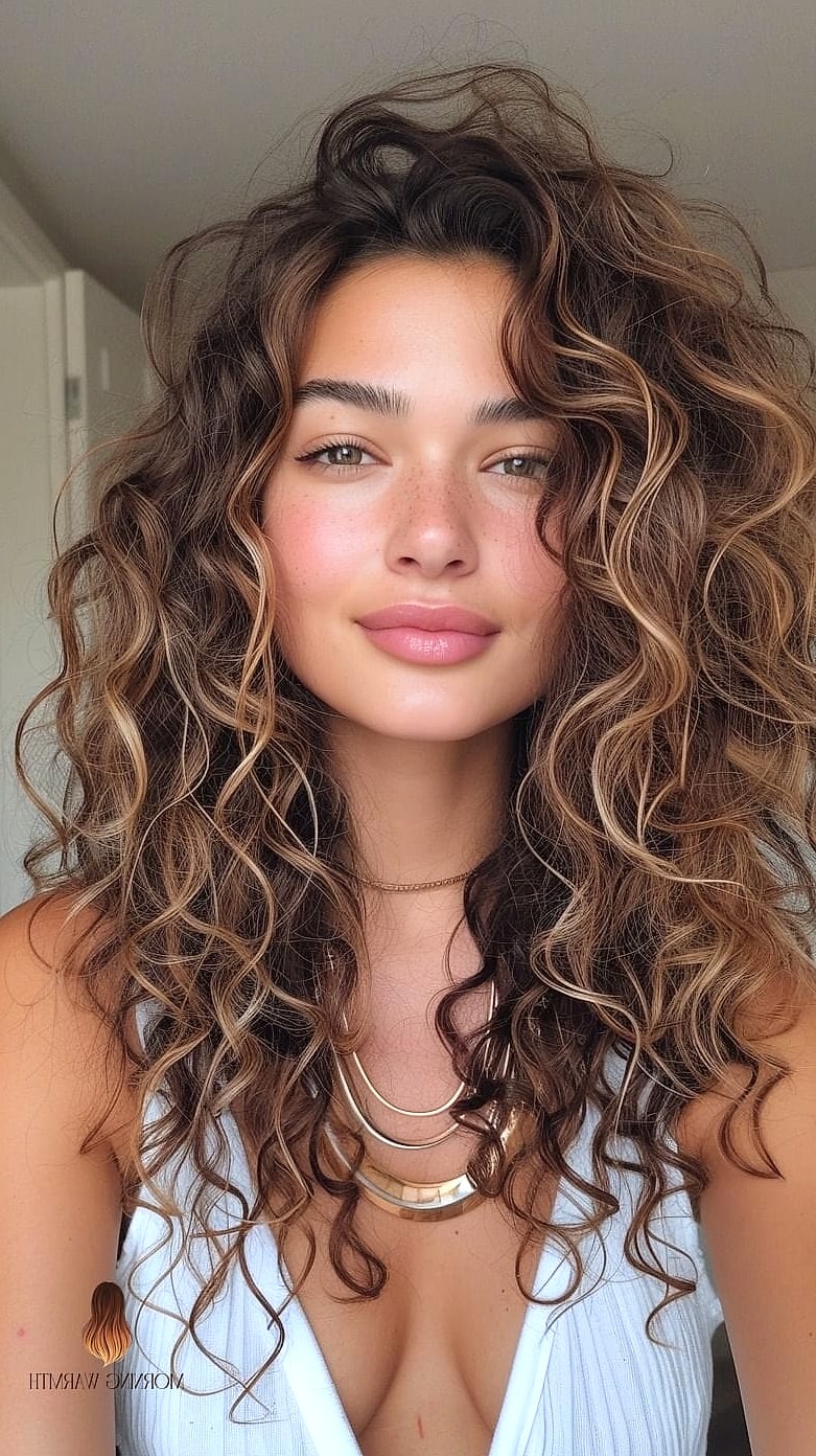 Brunette Balayage for Curly Hair
