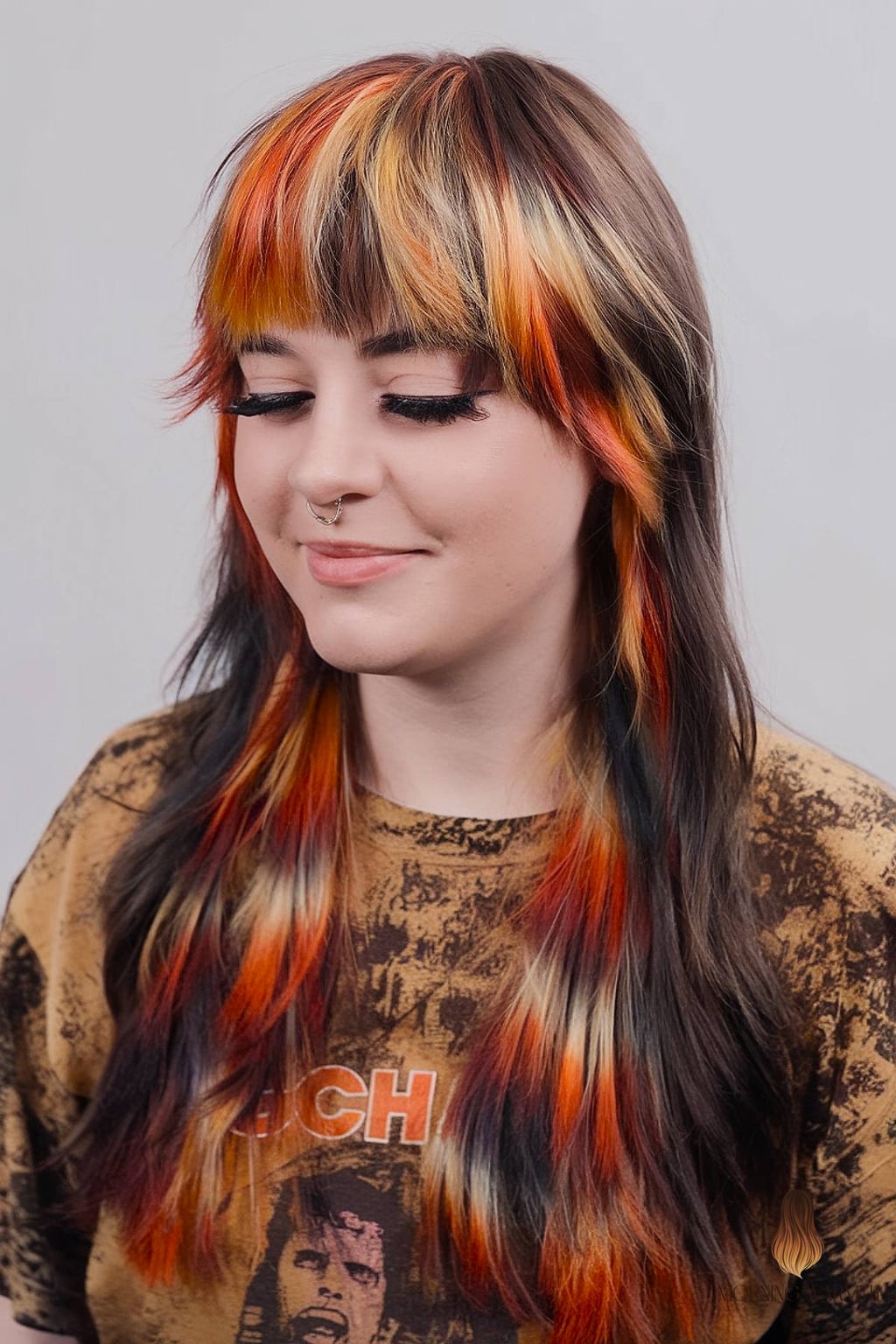 Calico Hair Color with Raccoon Tail Style
