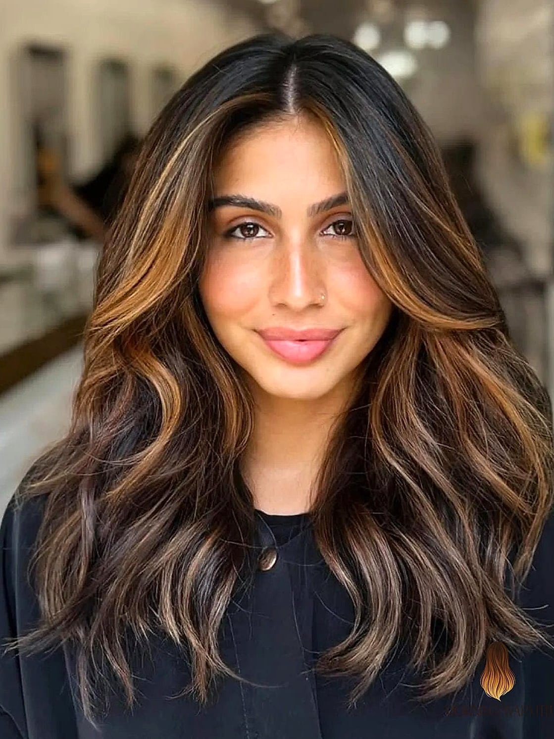 30 Dark Caramel Balayage Ideas You Need to Try Next 18 Caramel Brown Balayage on Layered Cut