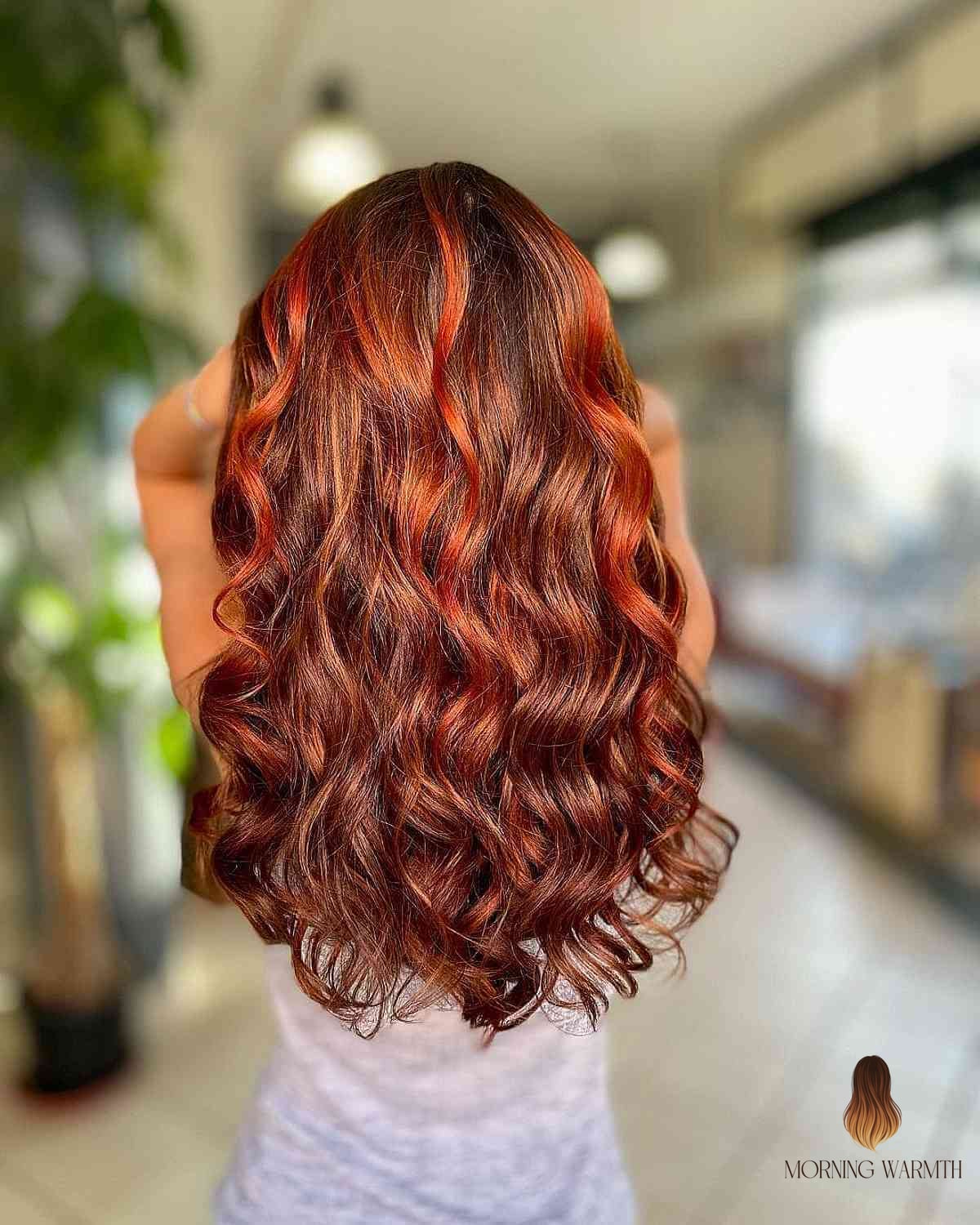 Charming Bright Copper and Red Balayage