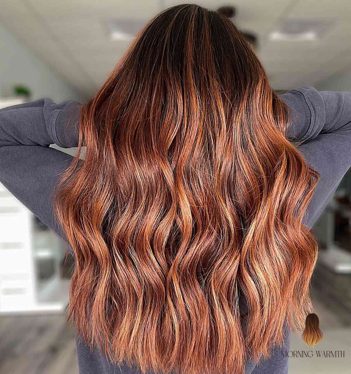30 Copper Balayage Ideas You Need to Try Next 2 Chestnut Pumpkin Spice with Root Shadow