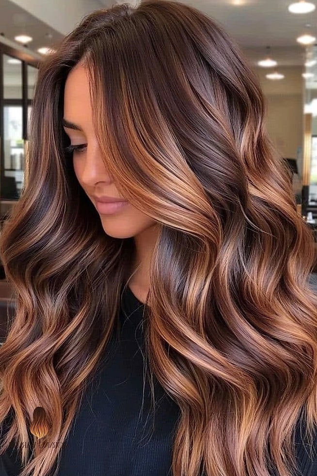 Chocolate Balayage with Honey Highlights