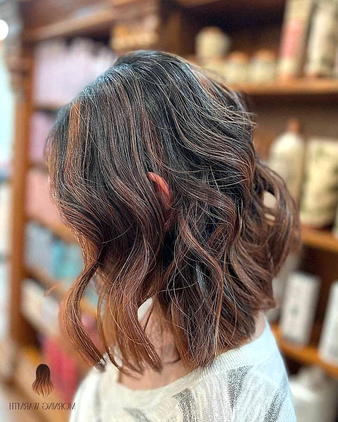 Chocolate Brown Bob with Warm Highlights