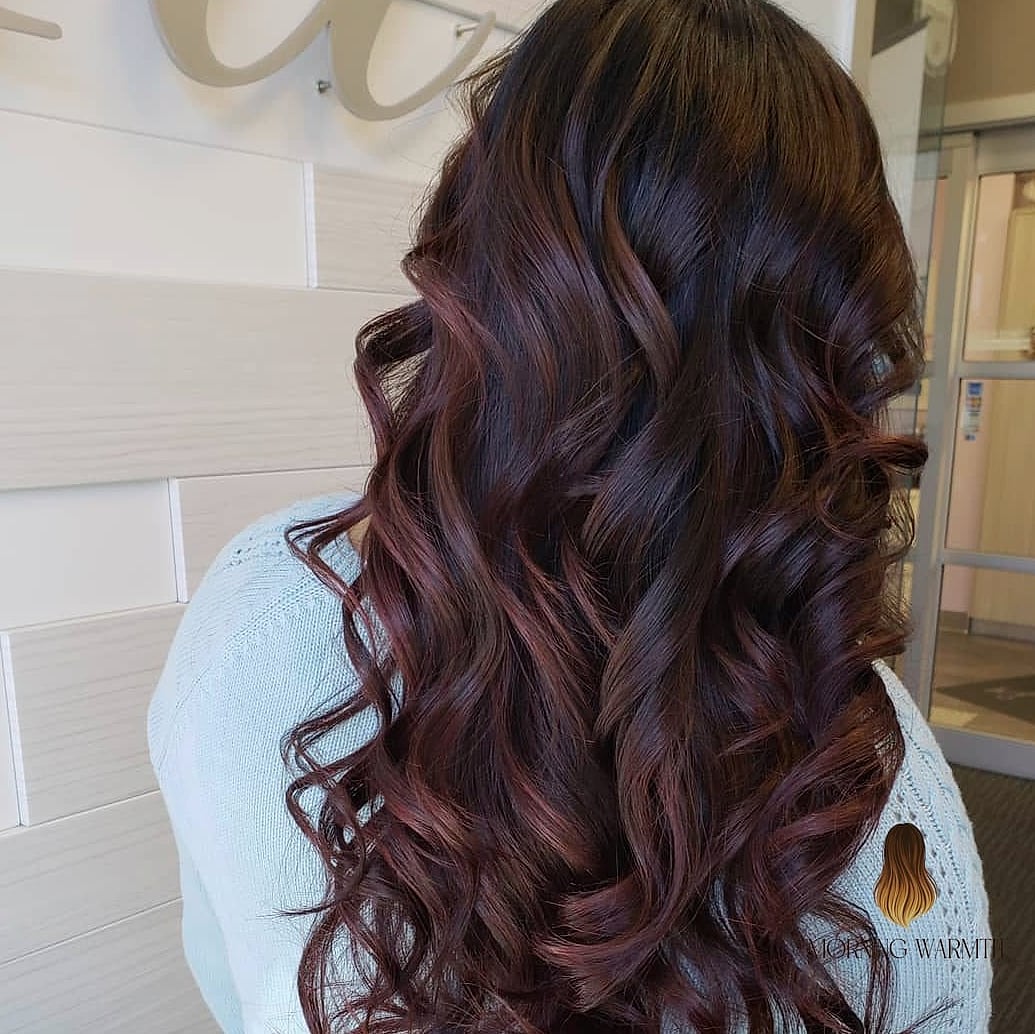 28 Black Cherry Hair Color Looks You'll Want to Screenshot Immediately 11 Cocoa Brown With Subtle Highlights