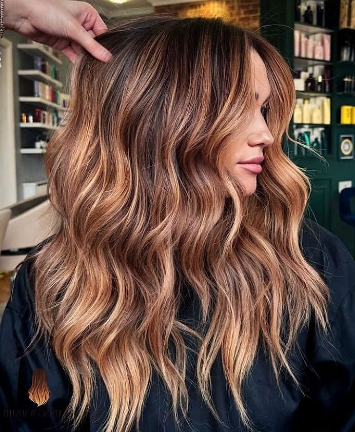 Cool-Toned Caramel Shade on Dark Brunette Hair