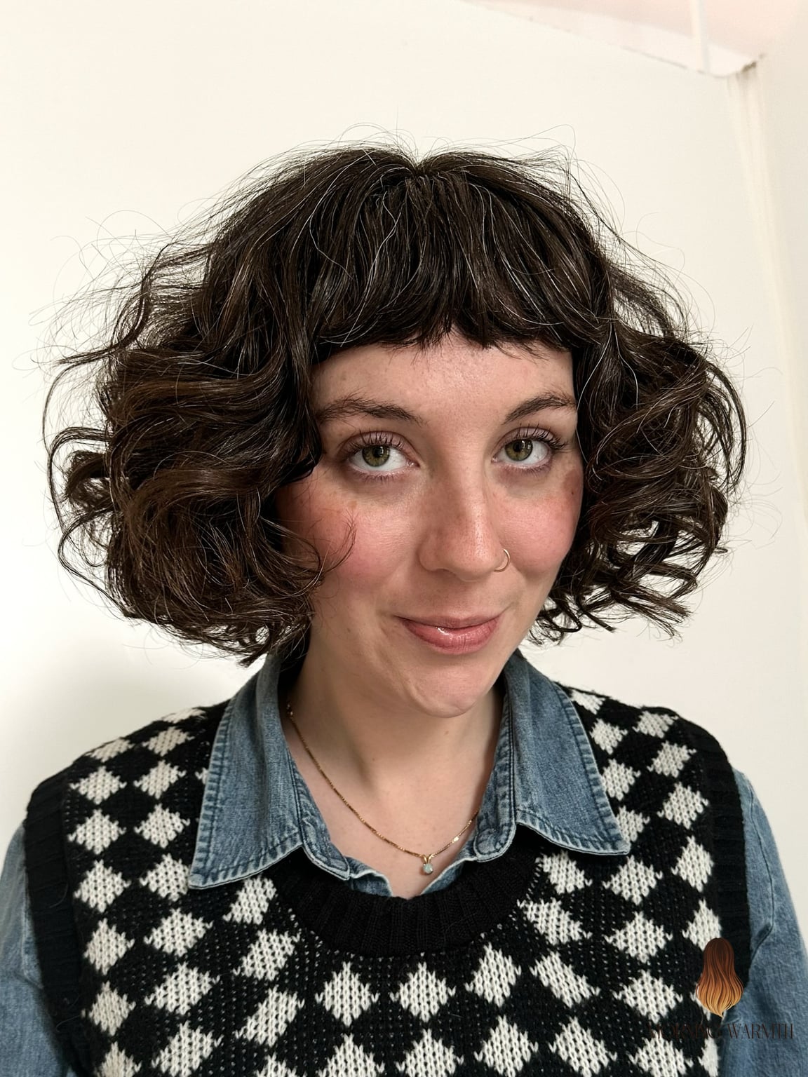 Curly Bob with a Micro Fringe for the Bold