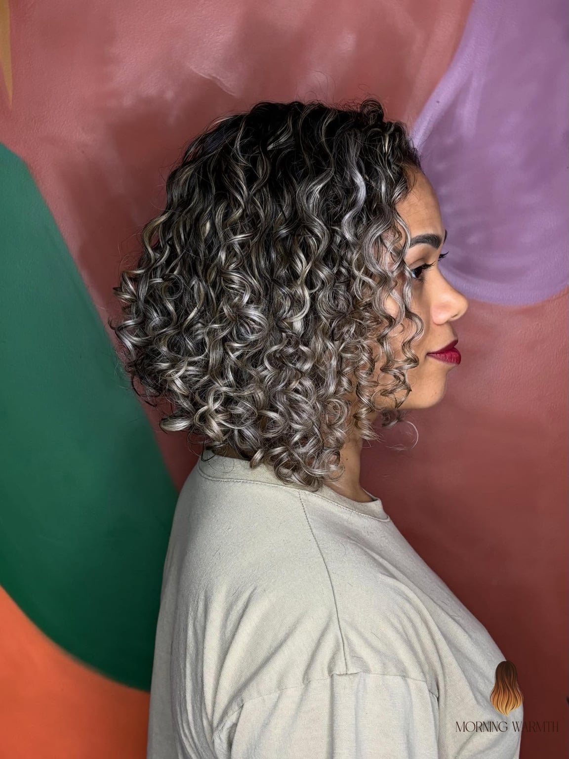 Curly Bob with Frosted Contrast at the Ends