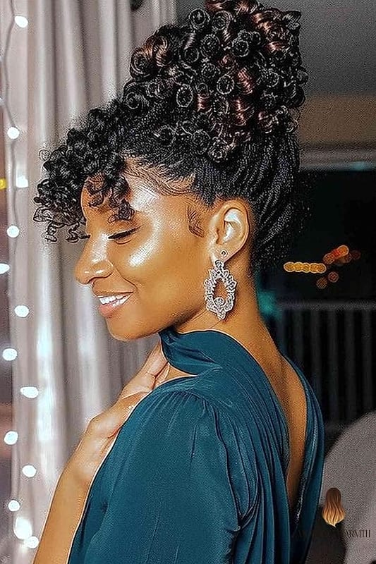 23 Dark Hair Color Ideas Inspo Ideas Worth Pinning Immediately 24 Curly Updo for Short Hair