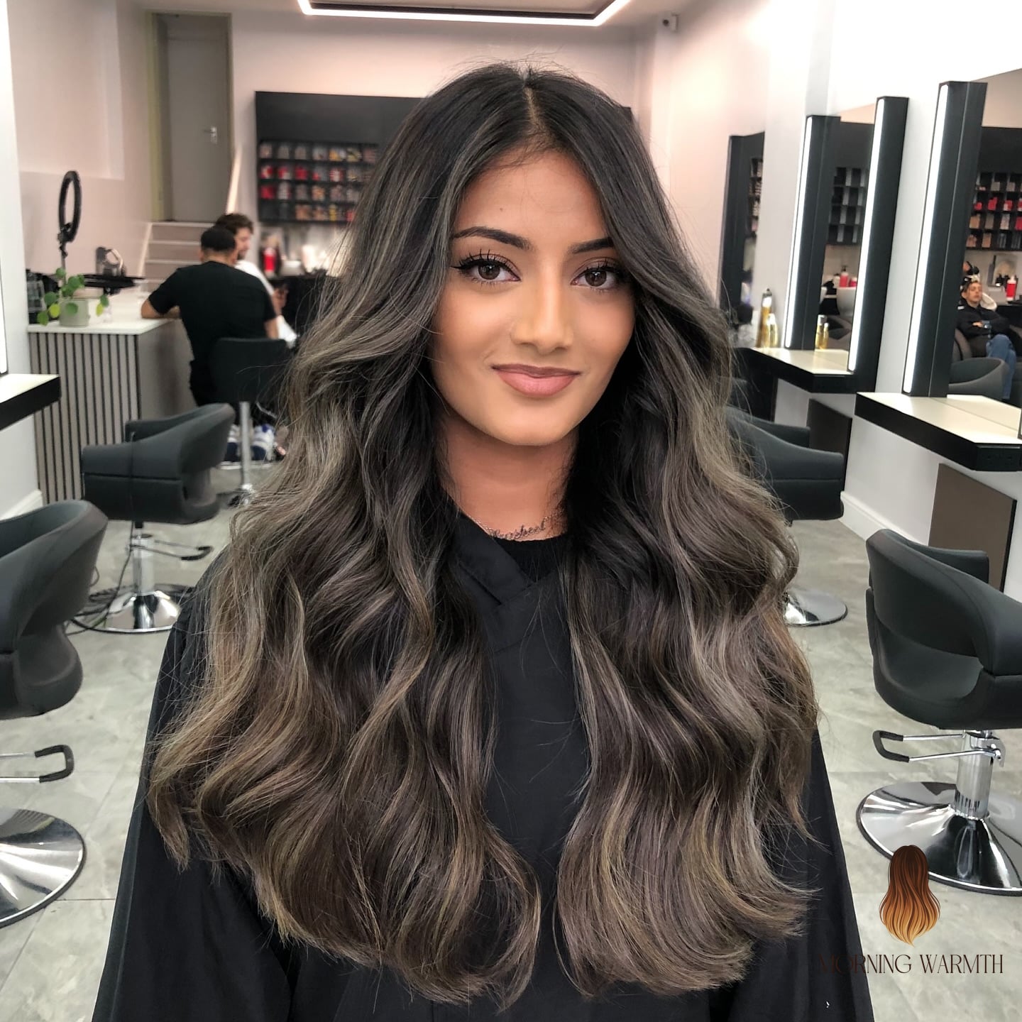 30 Balayage Cobrizo Ideas You Need to Try Next 27 Dark Ash Balayage with Long Waves