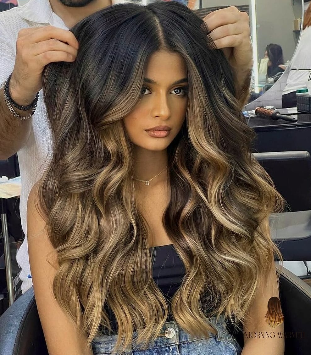 Dark Hair with Golden Blonde Babylights