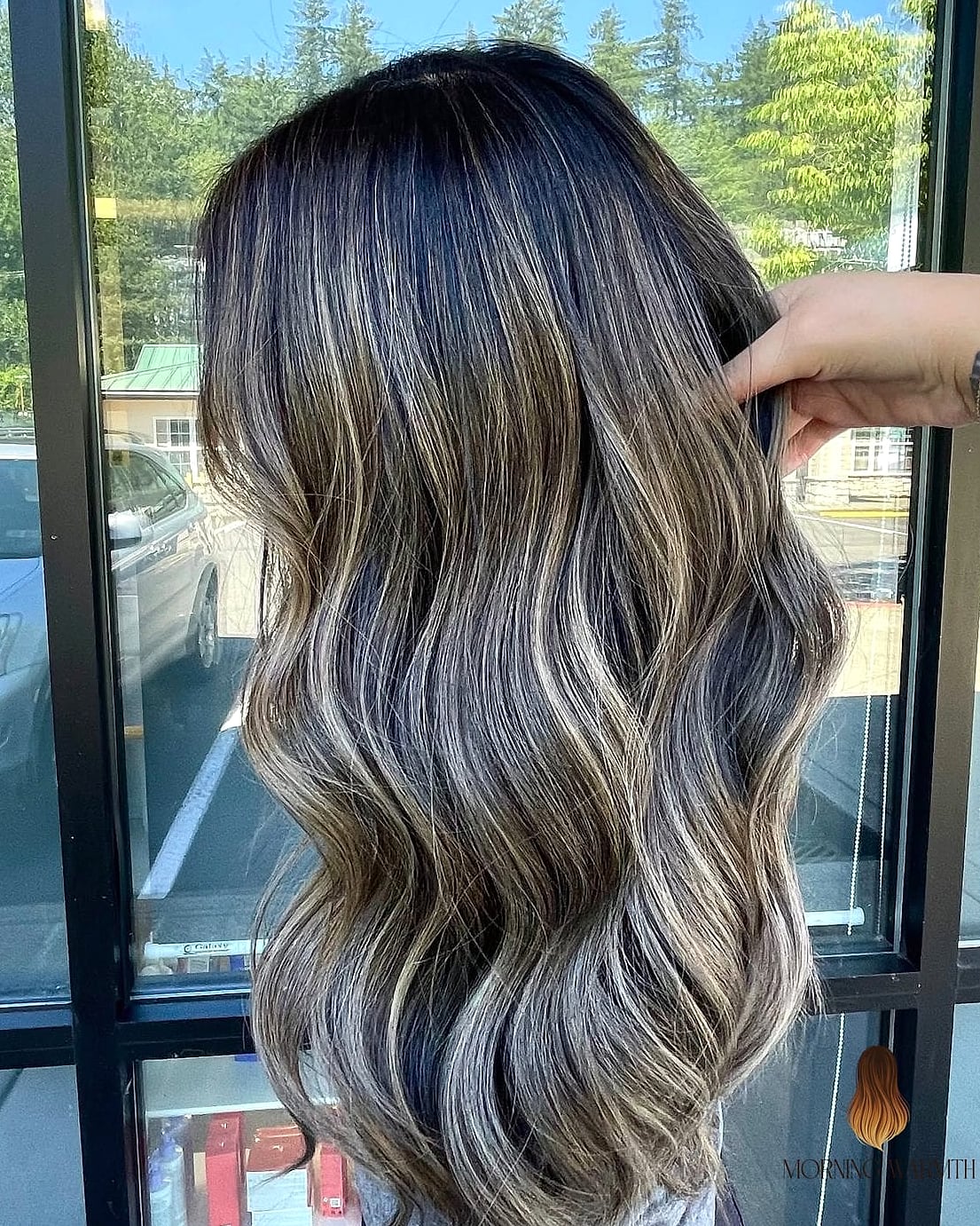 Deep Brown Balayage with Bangs