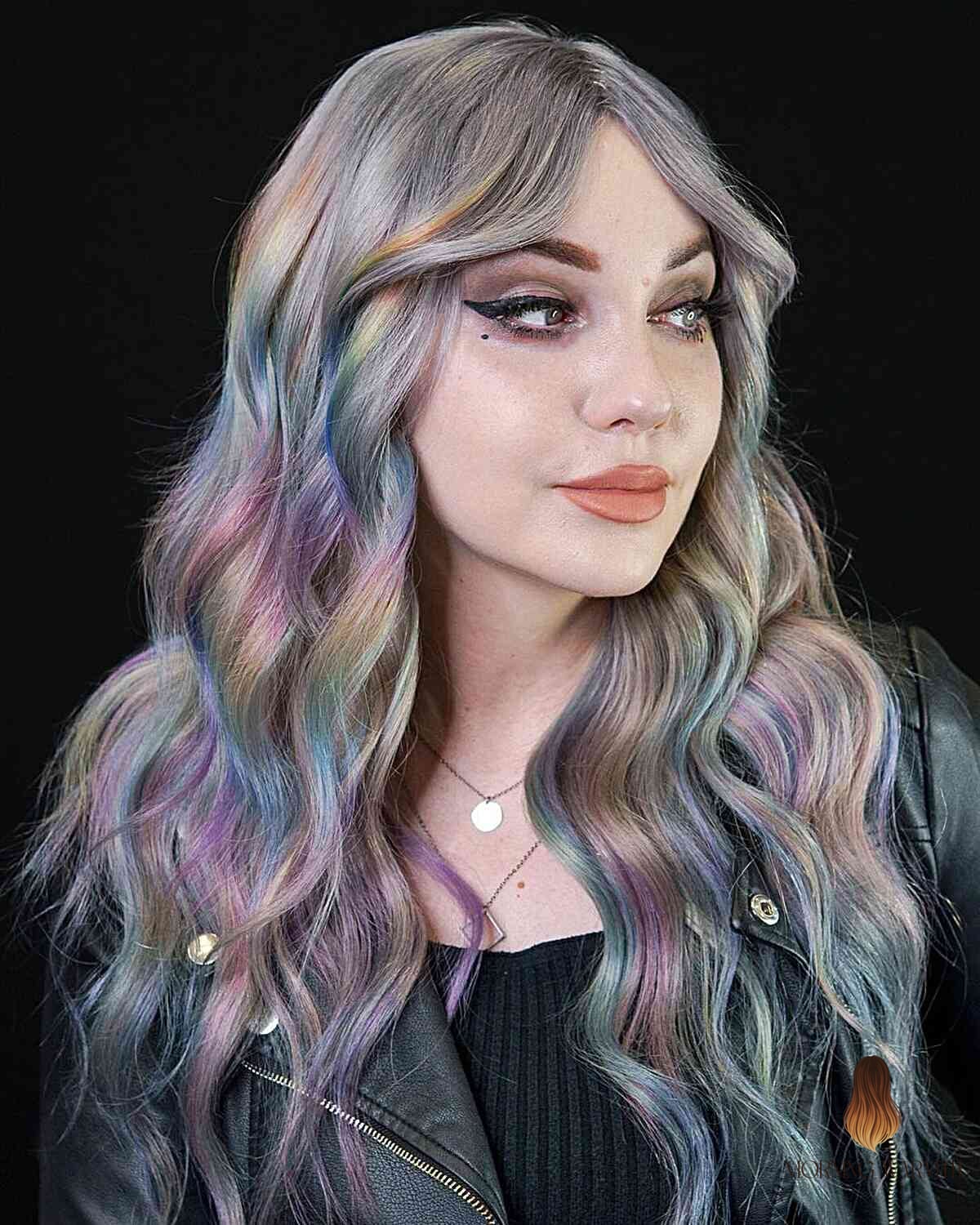 Dimensional Rainbow on Gray Hair