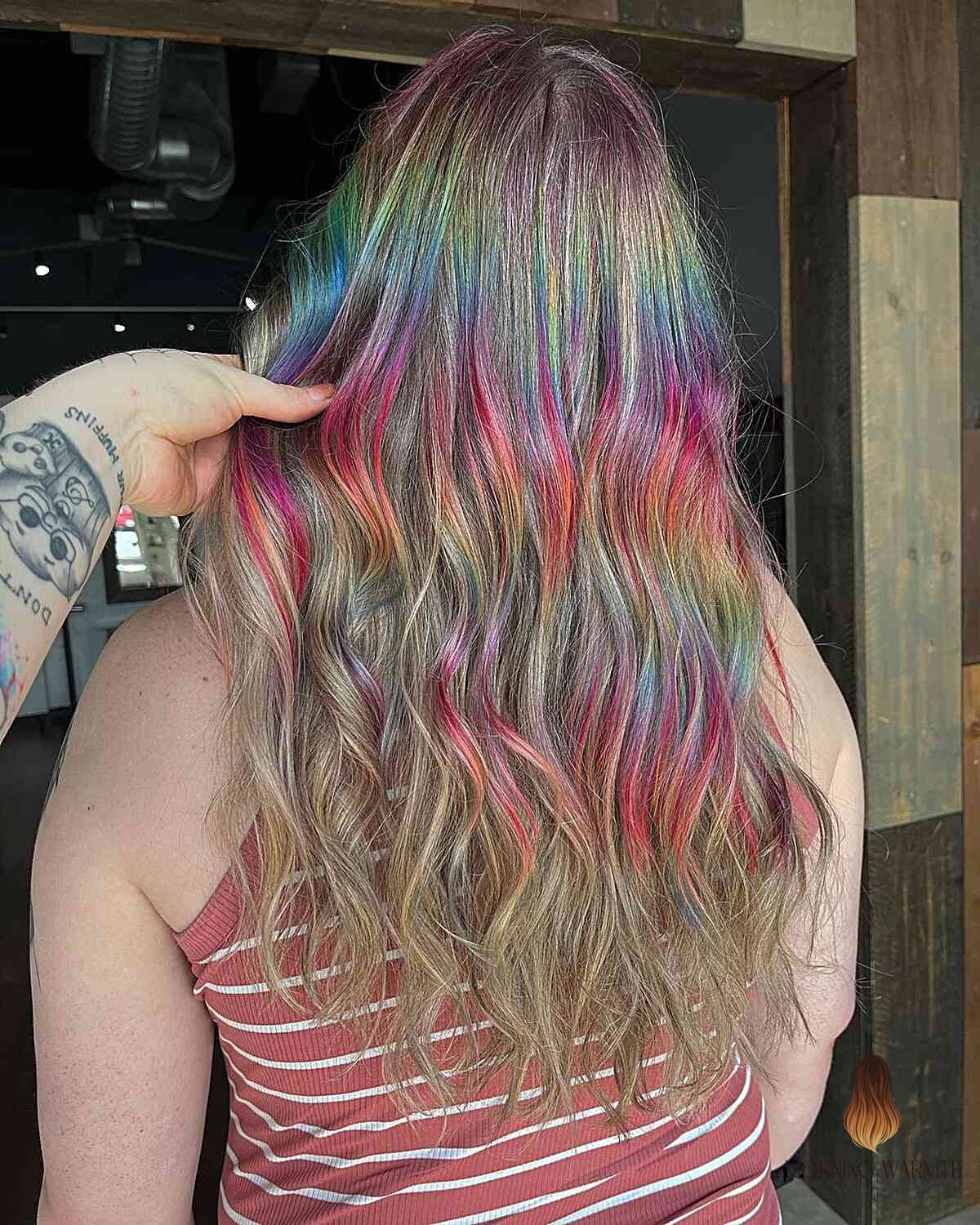 27 My Hair Color Ideas That Every Stylist Needs to See 8 Dirty Blonde with Holographic Highlights