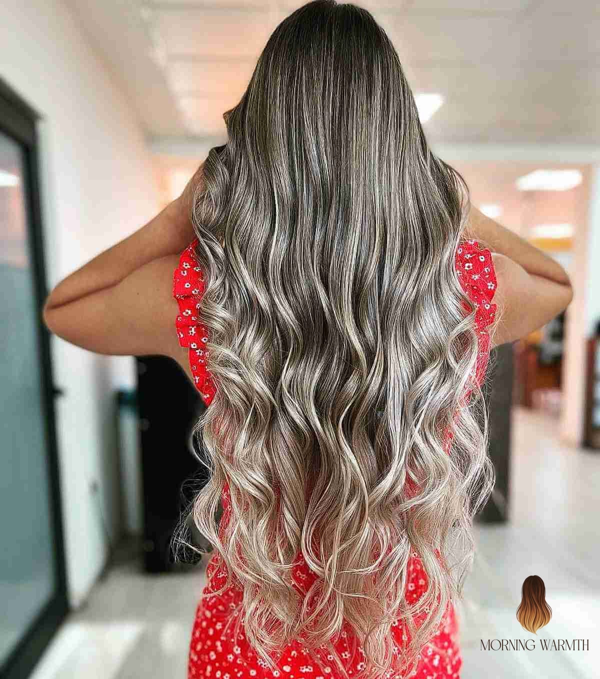 Elegant Ash Blonde with Curled Tips