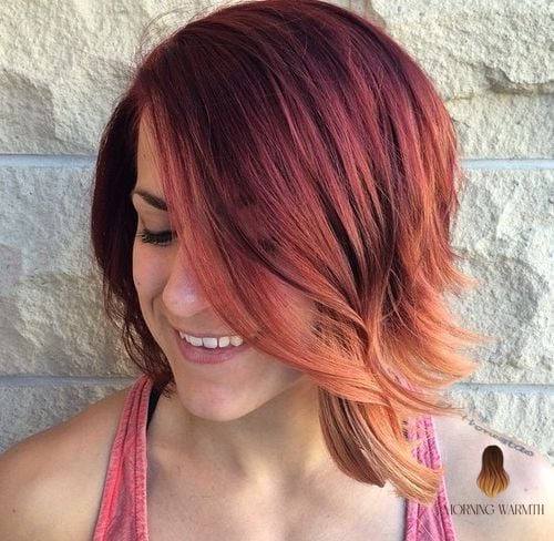 30 Ombre Hair Ideas You Need to Try Next 22 Fiery Burgundy Ombre Lob