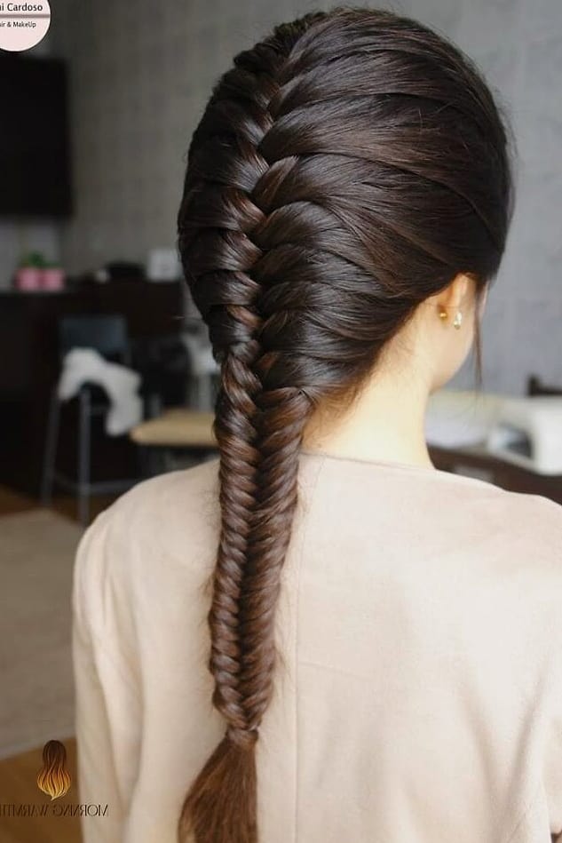 23 Hair Colour Ideas Inspo Ideas Worth Pinning Immediately 14 Fishtail Braid on Wavy Hair