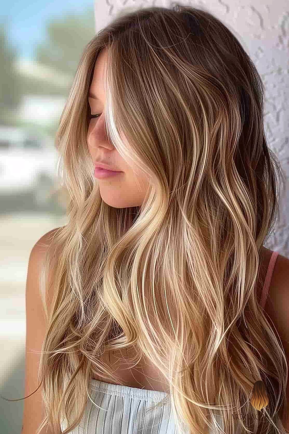 30 Summer Hair Color Ideas You Need to Try Next 26 Flowing Waves with Sunlit Balayage Blonde and Brown
