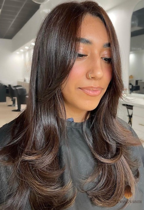 25 Winter Hair Color Ideas That Are Dreamy and So Inspiring 16 Glossy Dark Brown