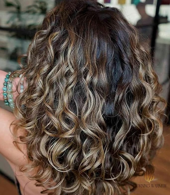 Golden Highlights for Curly Brown Hair