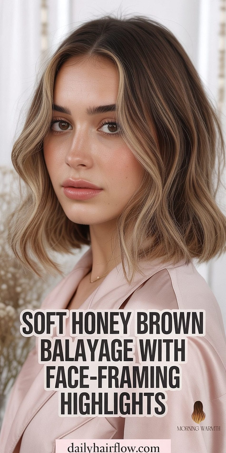 Honey Brown Balayage with Face-Framing Highlights
