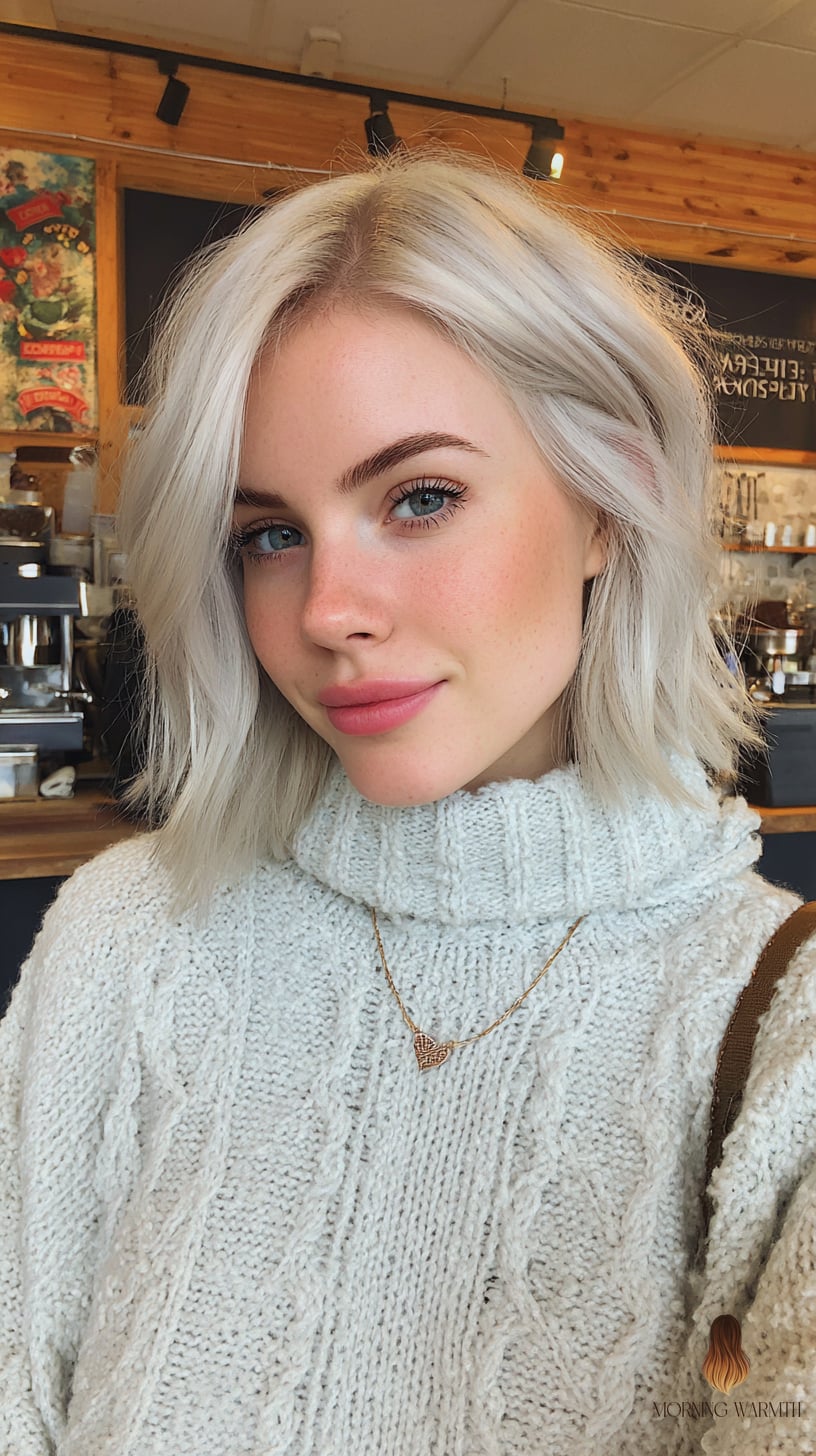 23 Dark Hair Color Ideas Inspo Ideas Worth Pinning Immediately 2 Icy Blonde Layered Bob with Soft Texture