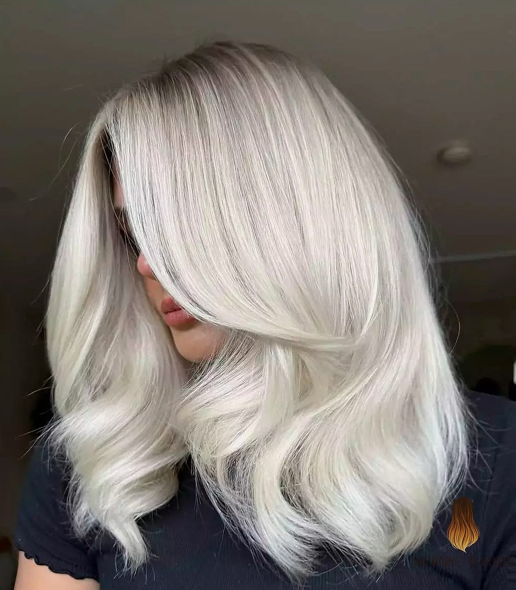 Icy Blonde Cool-Toned Balayage with Silver Lowlights
