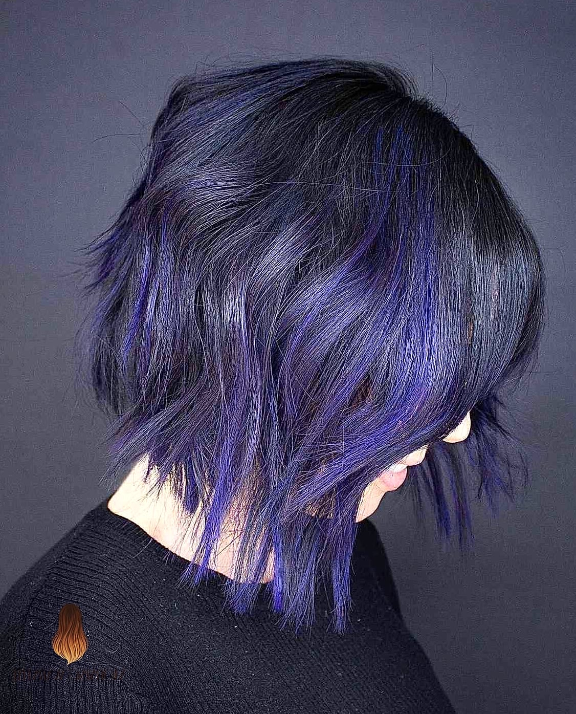 Jet Black with Vivid Purple Highlights