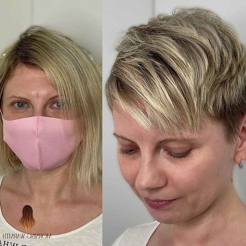 25 Blonde Highlights On Dirty Blonde Hair Ideas That Are Going Viral on Pinterest Right Now 22 Layered Pixie with a Medium Blonde Shade