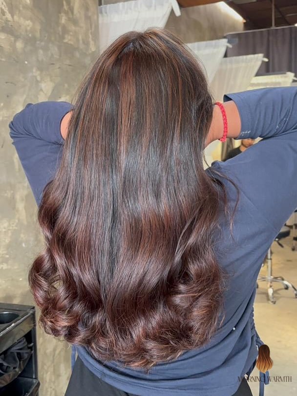 30 Balayage Cobrizo Ideas You Need to Try Next 26 Mahogany Balayage with Cascading Waves