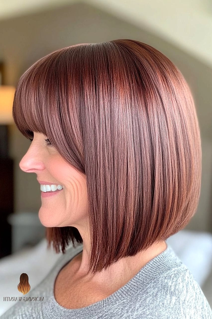 Mahogany Bob with Bangs