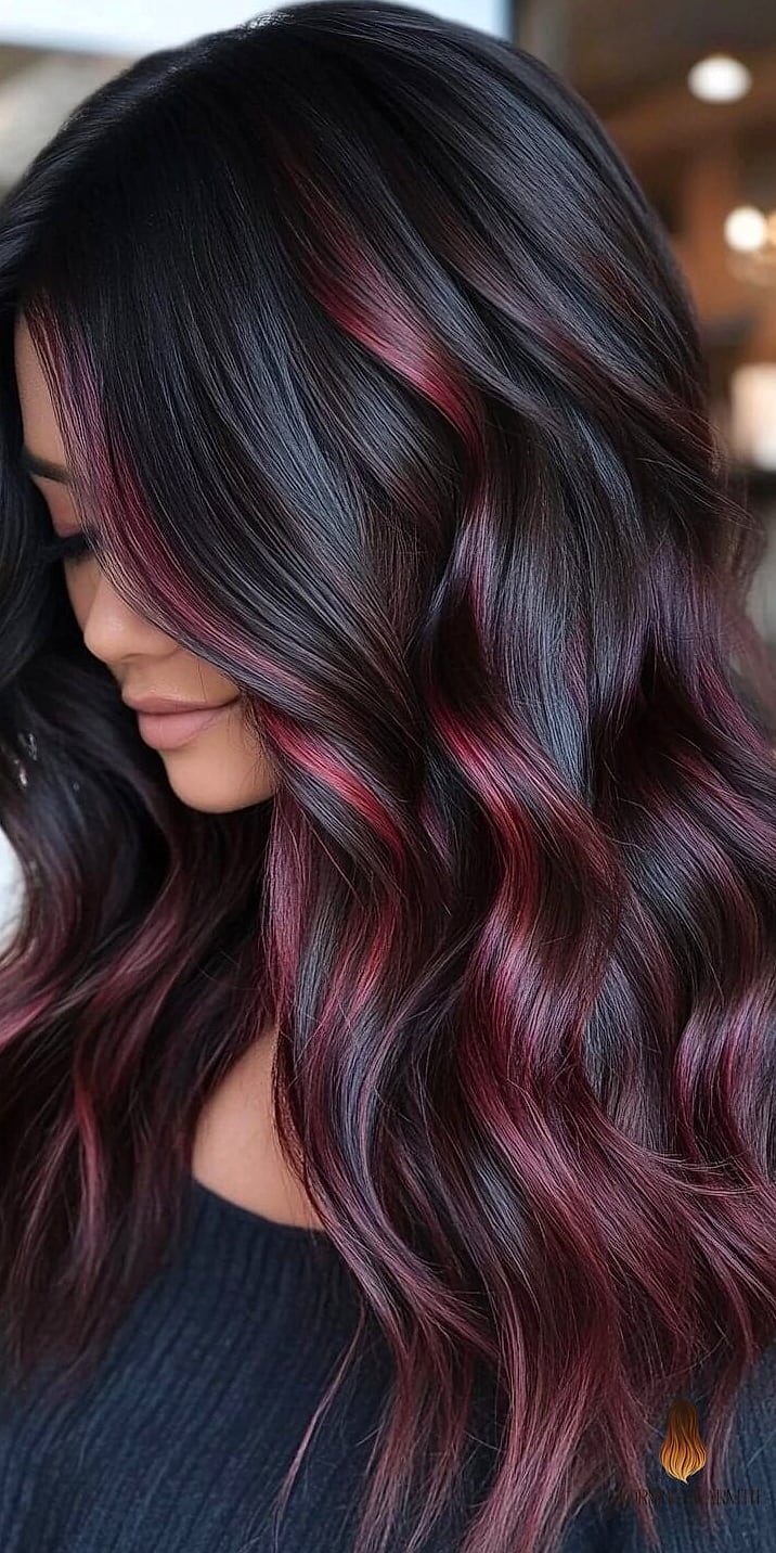 Mahogany Highlights on Black Hair