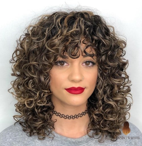 25 Balayage Haare Blond Ideas That Are Going Viral on Pinterest Right Now 4 Mid-Length Curly Hairstyle with Curly Bangs