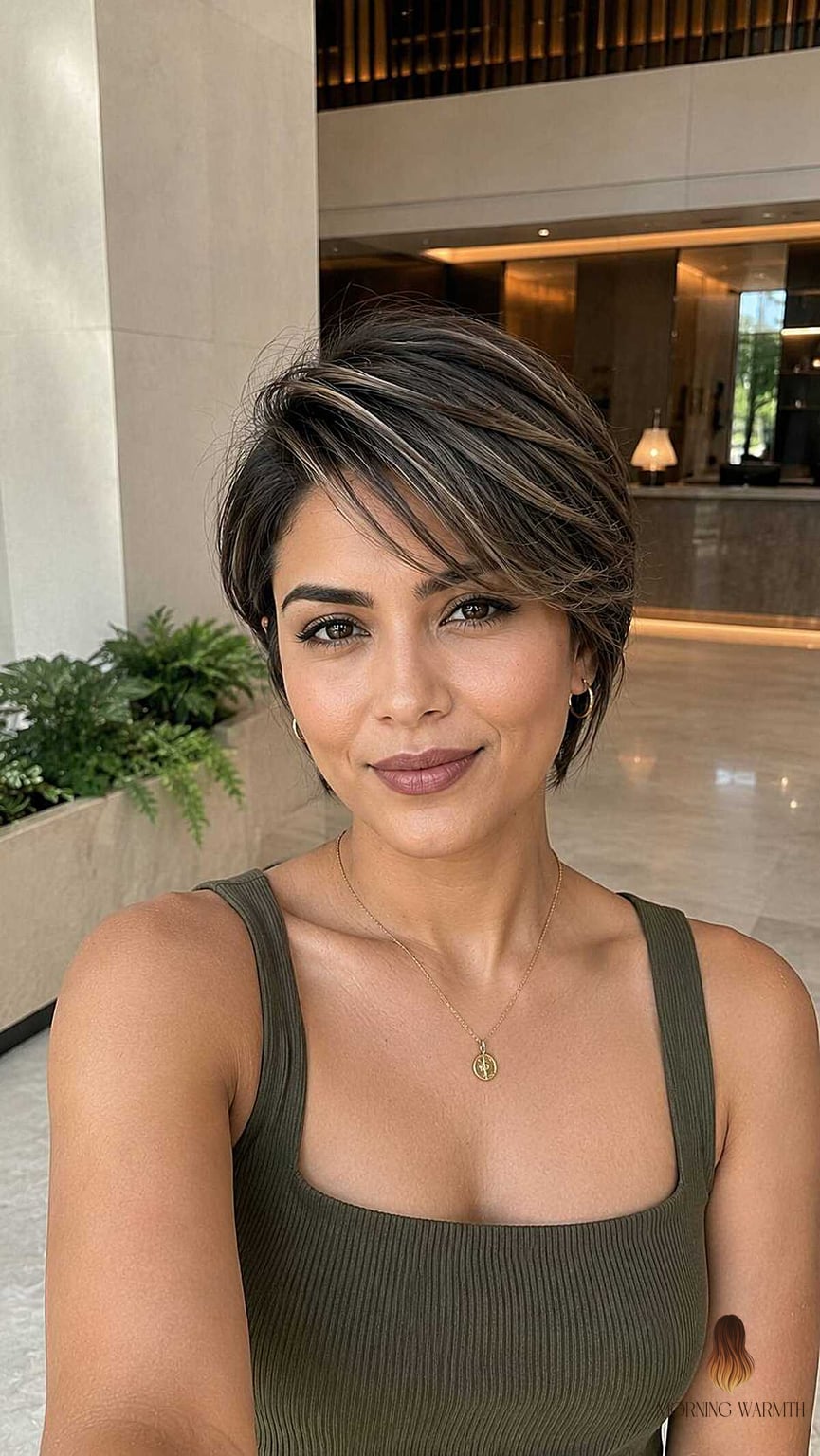 22 Black Hair Balayage Ideas Worth Bookmarking Right Now 18 The Money Piece Pixie with Bold Contrast