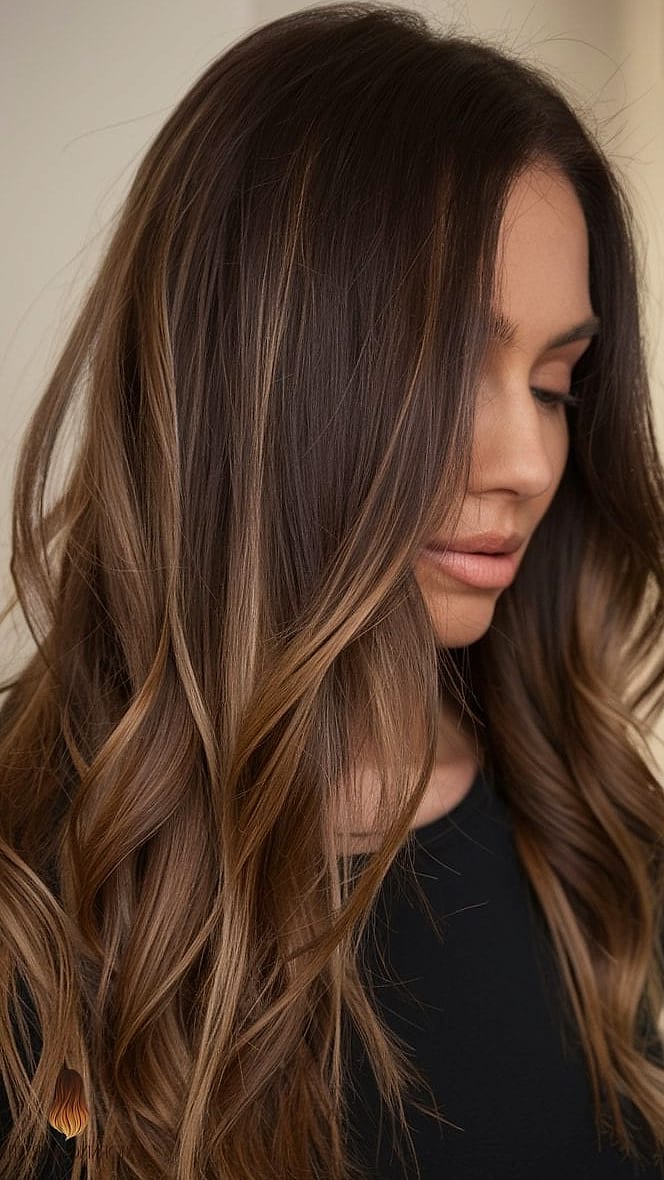 27 Brown Balayage Hair Ideas Every Woman Needs to See 19 Muted Brunette Hair with Chunky Waves