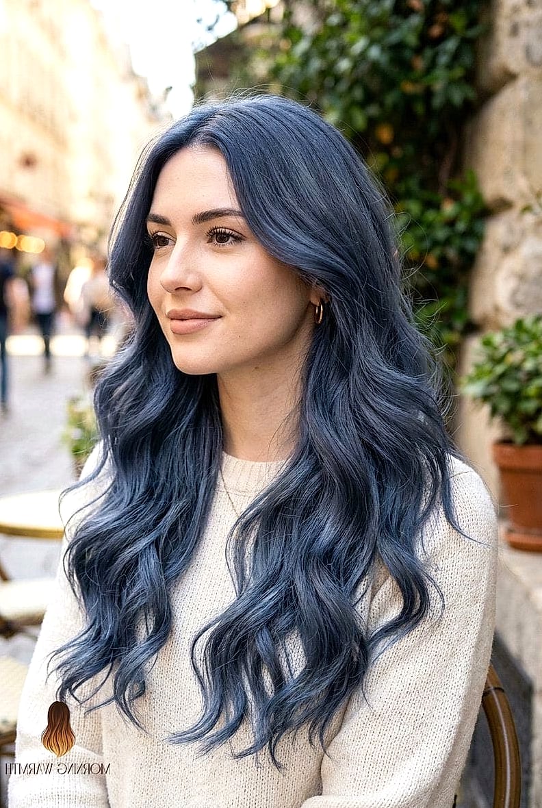 Navy Blue with Silver Streaks