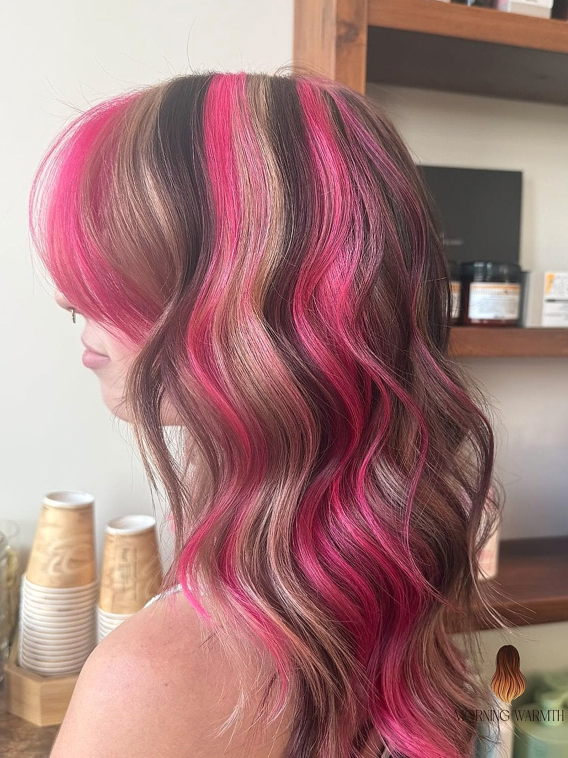 Playful Waves with Subtle Pink Highlights