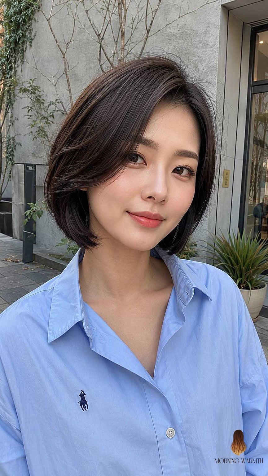 22 Black Hair Balayage Ideas Worth Bookmarking Right Now 11 The Polished Korean Bob with a Soft Sweep