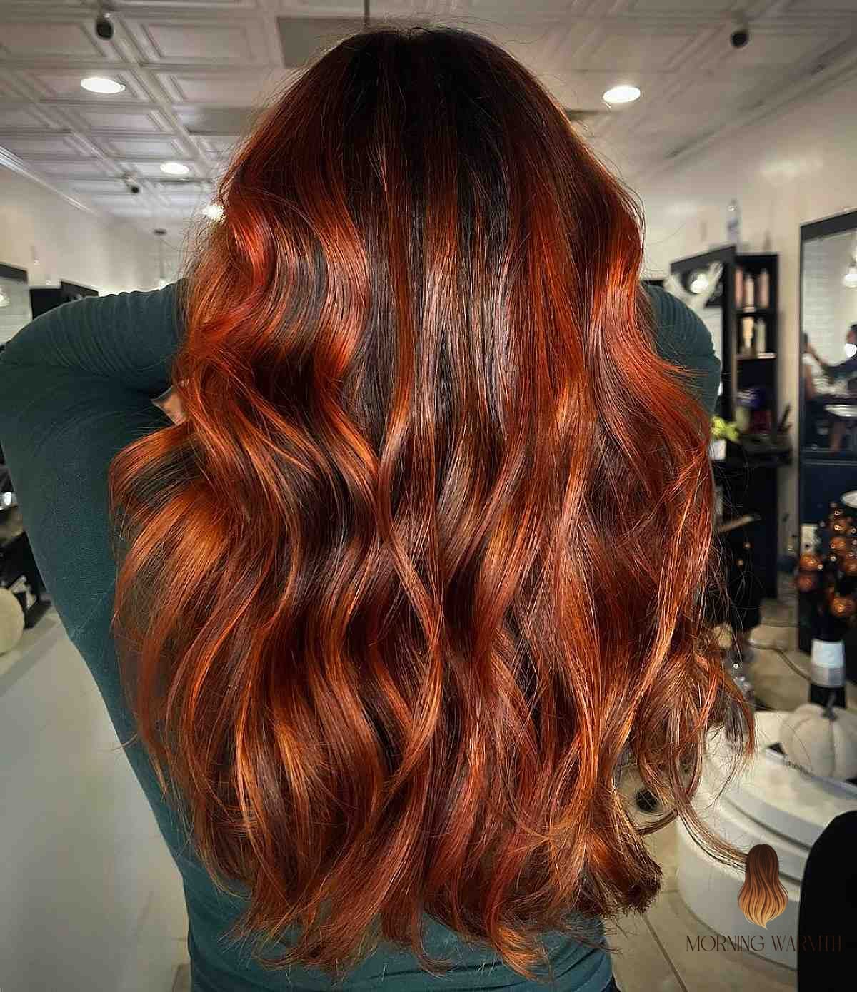 Popular Dark Copper Balayage with Mahogany Hues
