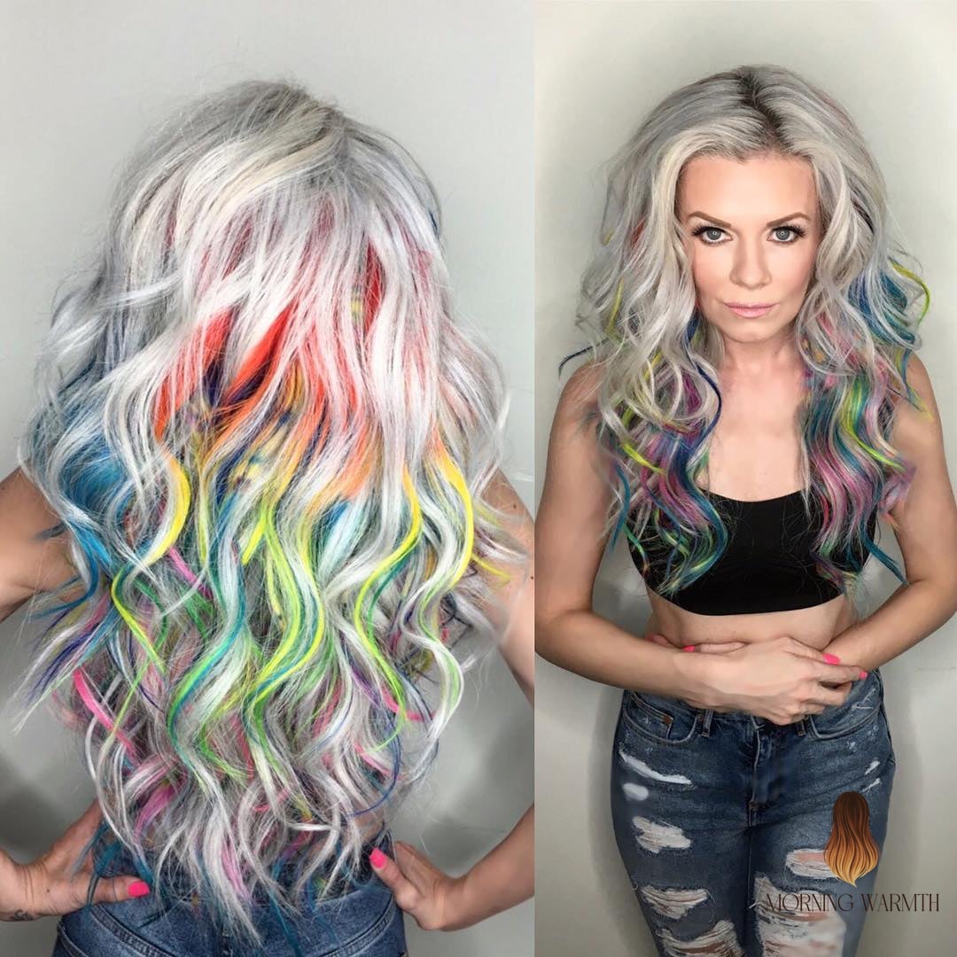 21 Summer Hair Color For Brunettes Ideas That Are Trending Right Now 9 Rainbow Highlights