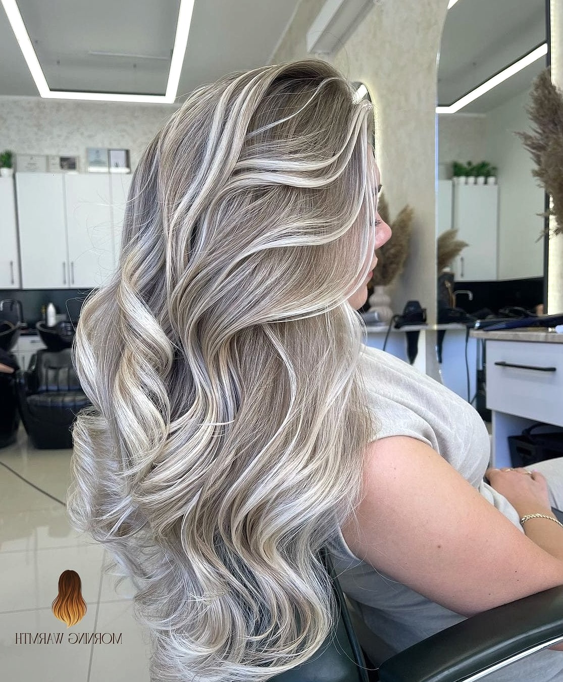 Romantic Silver-Blonde Balayage