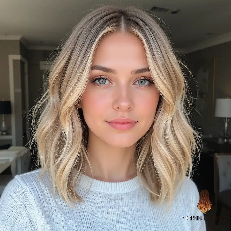 24 Dirty Blonde Hair With Highlights Ideas That Are Absolutely Stunning 14 Sandy Lob with Scattered Highlights
