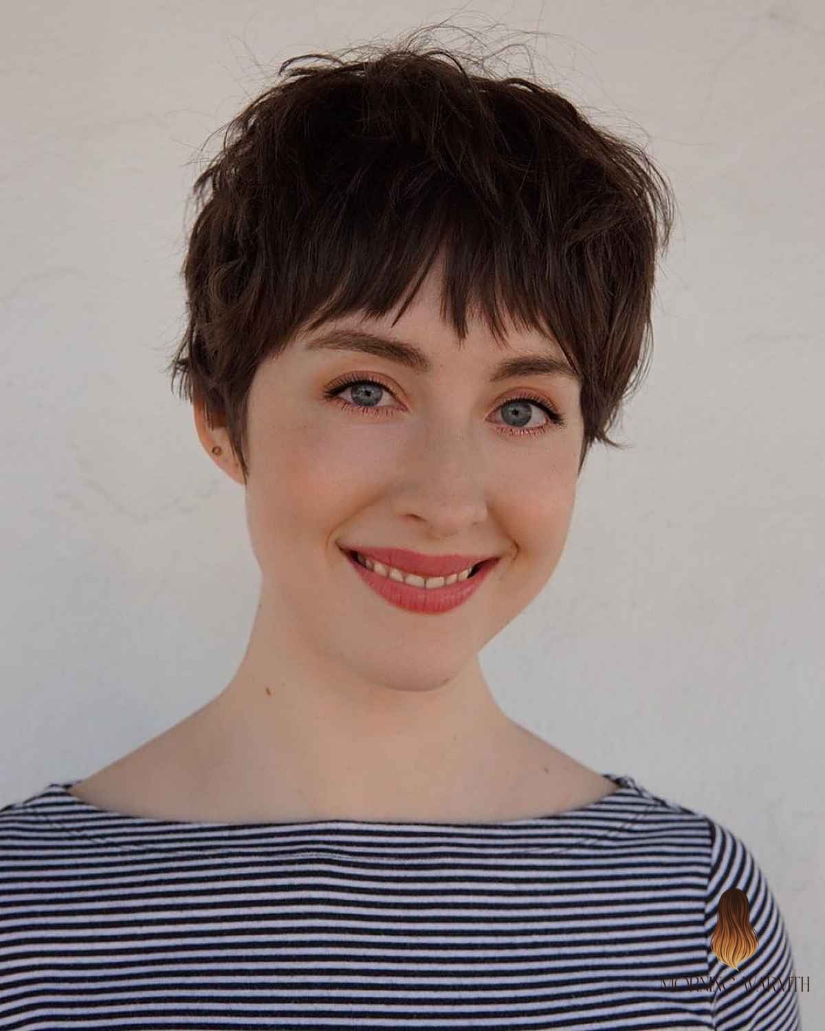 20 Mushroom Brown Hair Color Ideas That Are Breathtakingly Beautiful 18 Short Brown Pixie Cut with Bangs