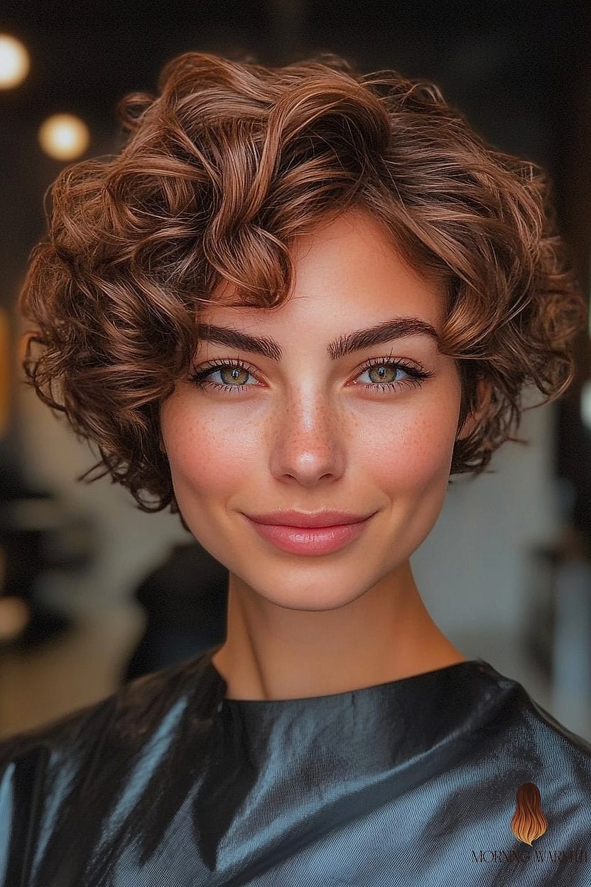 23 Dark Hair Color Ideas Inspo Ideas Worth Pinning Immediately 22 Short Curly Butterfly with Playful Volume